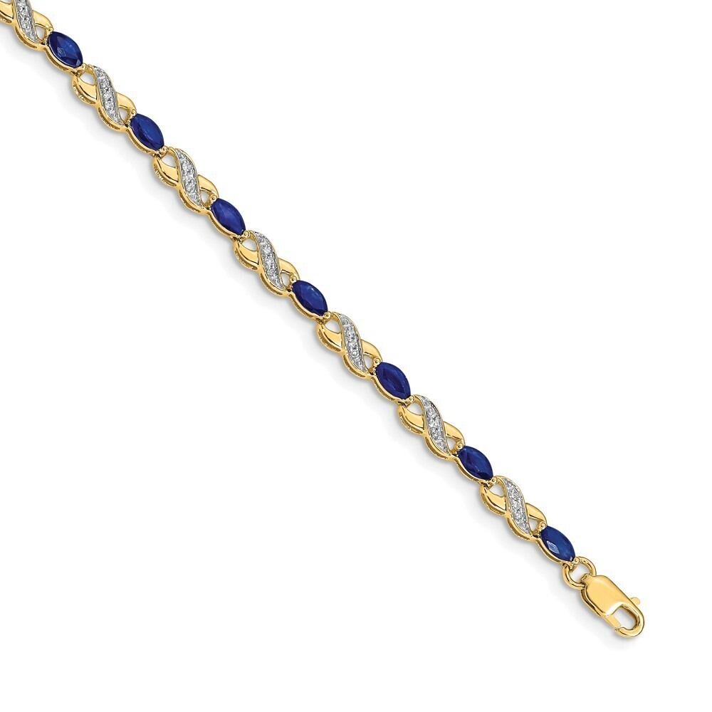 14k Yellow Gold Diamond & Sapphire Infinity Bracelet
